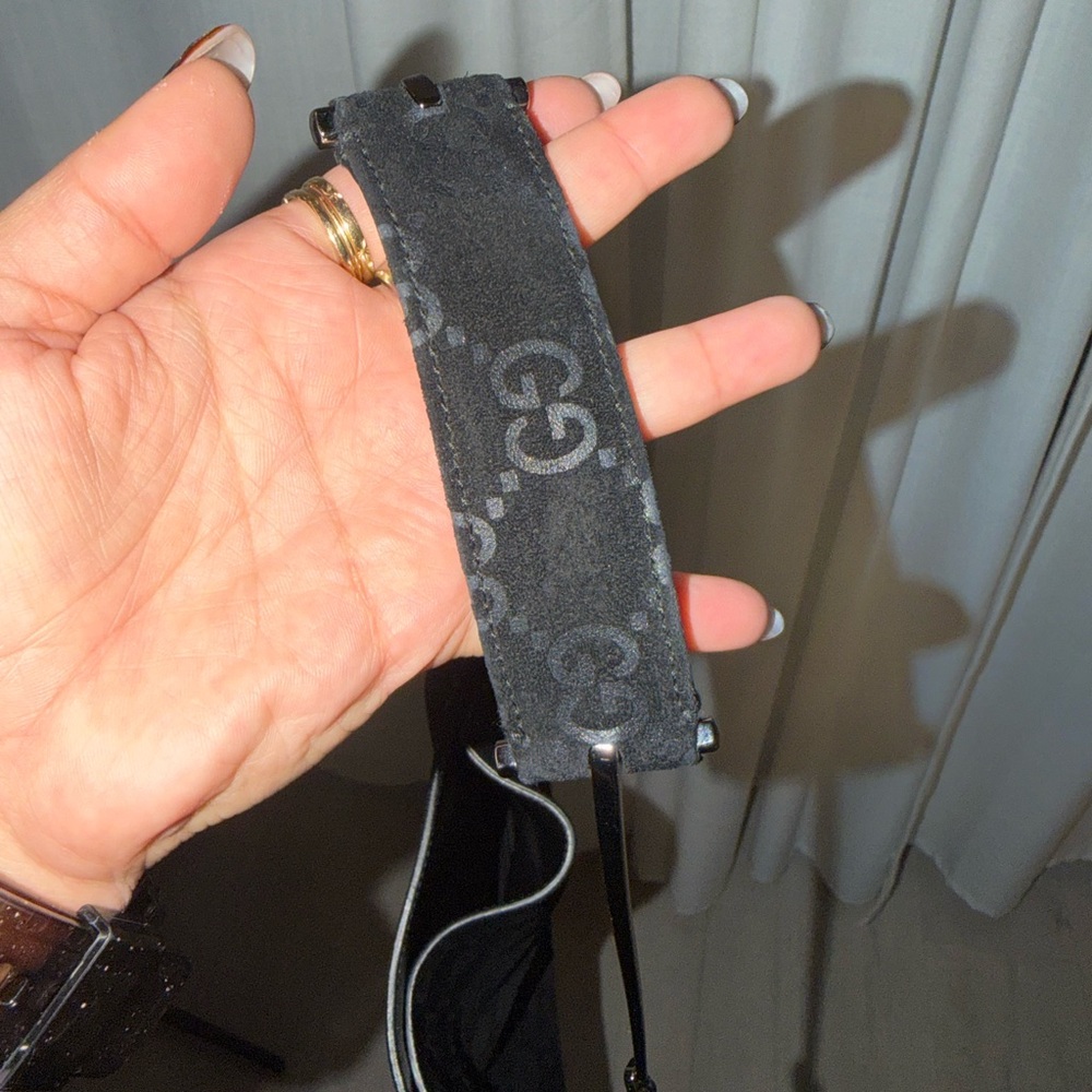 RARE Vintage Gucci Black Suede Monogram Metal Horsebit Strap Hobo Bag - Picture 10 of 17